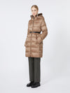 The Cube Midi Down Jacket in Water-Repellent Technical Fabric Brown